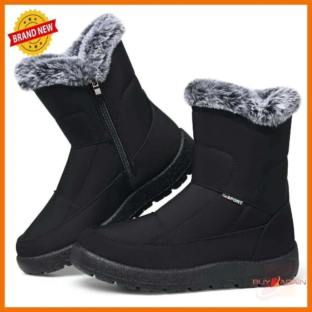 Women's Waterproof Snow Boots Fur Lined Anti-Slip Ankle Booties